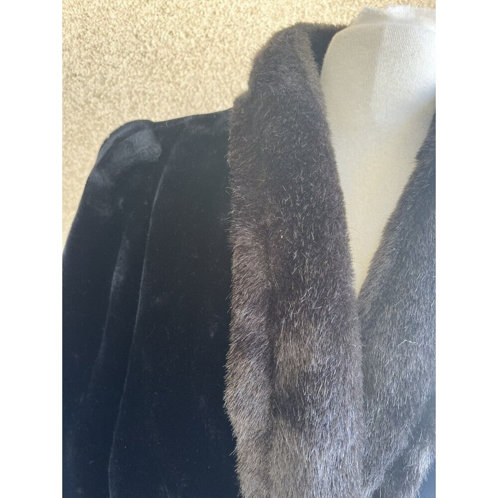 Vintage Jordache Faux Fur Coat Womens 11/12 L Black & Brown Mob Wife Hook Loop - Picture 12 of 16